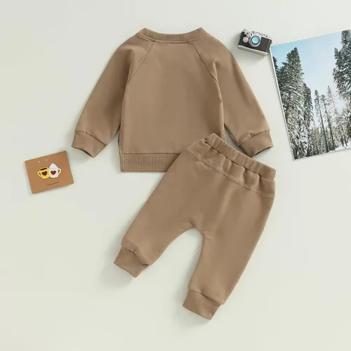 Vista 4 de AEEMCEM Conjunto de sudadera con cuello redondo y pantalones deportivos para bebé niño y niña