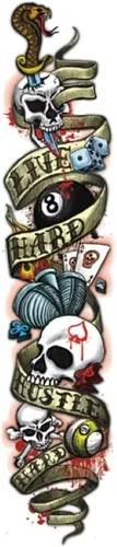 Vista 3 de Players D-LH - Bandera dura blanca inspirada en el tatuaje, 20 onzas