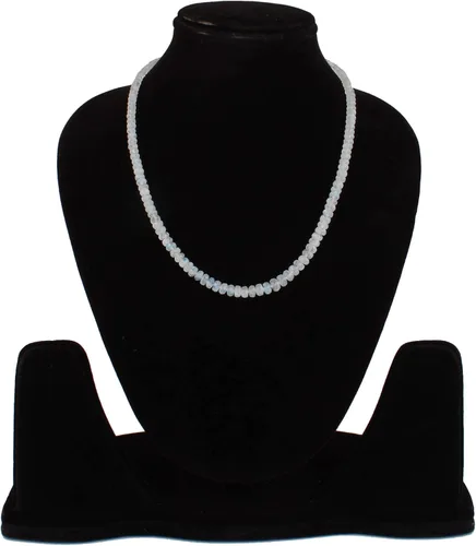 Vista 2 de Myhealingworld Cuenta de piedra lunar arcoíris de fuego azul natural de 0.079 a 0.197 pulgadas de piedra preciosa facetada de 16 pulgadas con collar