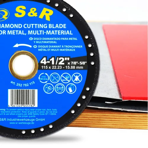 Vista 5 de S&R Disco de corte multimaterial de diamante de 4.5 pulgadas, dura 50 veces más largo, de baja visión, resistente a las roturas, sin desgaste