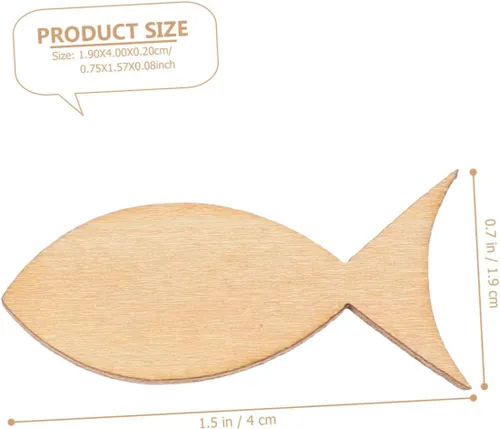 Vista 2 de EXCEART Recortes de pescado únicos para decoración de rebanadas de madera, chips de grafiti, 100 piezas de manualidades para niños y niñas y adultos
