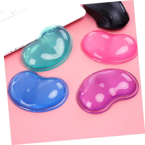 Vista 2 de Ciieeo Almohadilla de silicona azul con reposamuñecas con forma de corazón relleno de gel para computadora, soporte de muñeca para teclado