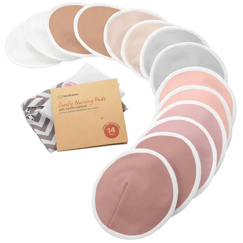 Vista 14 de Almohadillas de lactancia de viscosa de bambú orgánico, 8 almohadillas lavables para lactancia materna, bolsa de lavado, reutilizables