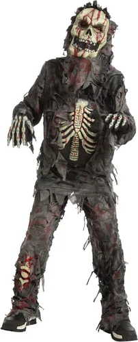 Vista 3 de Disfraz de zombi negro aterrador para niños 5-7 años