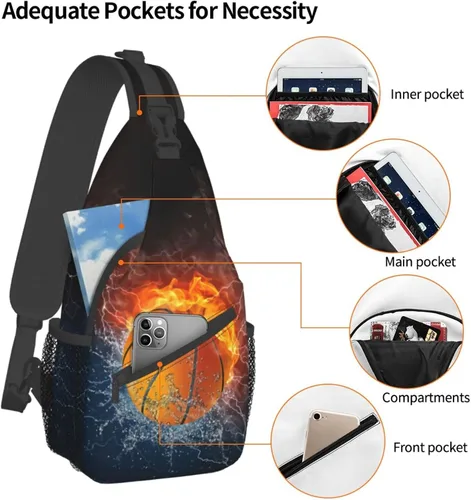 Vista 4 de Baloncesto cruzado bolsa de pecho al aire libre deporte bandolera bandolera mochila viaje senderismo bolsa de pecho mochila para mujeres hombres