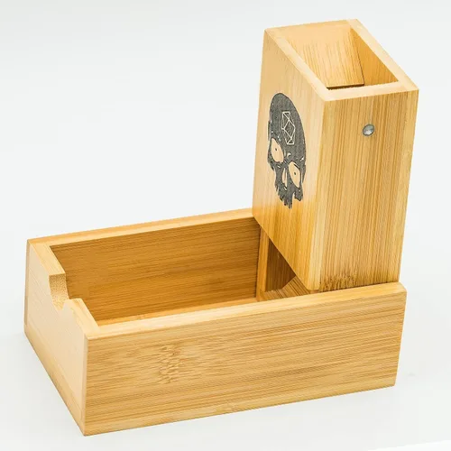 Vista 8 de Cusdie Torre de dados de bambú plegable de madera para juego de mesa, D&D, RPG (sin logotipo)