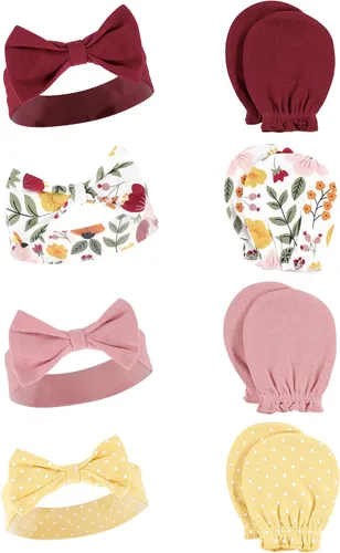 Vista 4 de Hudson Baby Conjunto de diadema de algodón y manoplas para rascar para bebé