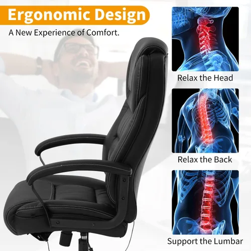 Vista 6 de Silla de oficina grande y alta para personas pesadas, 500 libras, silla de computadora de piel sintética, silla de escritorio de masaje, silla