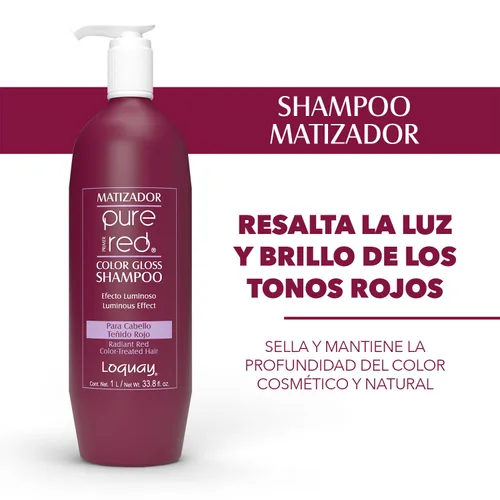 Vista 3 de Loquay Primer color rojo puro brillo champú/efecto luminoso 33.8 oz