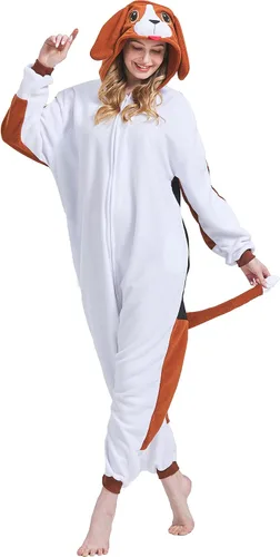 Vista 2 de HOMWERRONT Adult French Bulldog Onesie Bulldog Cosplay Costume Puppy Dog Animal Cosplay Pajamas Homewear Sleepwear