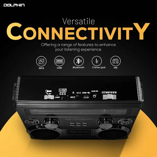Vista 2 de Dolphin Radio AM/FM portátil Bluetooth RETROBOX (negro)