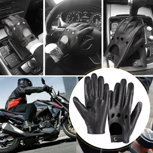 Vista 5 de MGGMOKAY Guantes de conducción de cuero con pantalla táctil sin forro para hombre