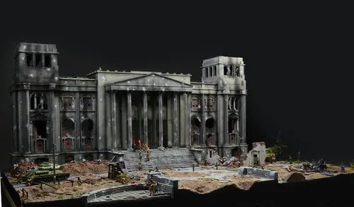 Vista 12 de Italeri 6195S Juego de batalla 1:72 1945 Fall of the Reichs, edificio, fabricación de modelos de soporte, manualidades, pasatiempos, pegado, kit