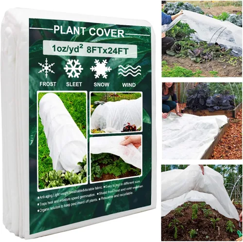 Vista 9 de Cubiertas para plantas, protección contra la congelación, cubierta antiescarcha, 7 x 10 pies, reutilizable, rectangular, protección contra heladas