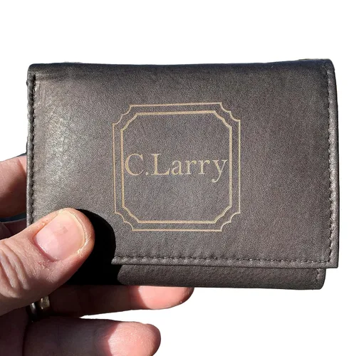 Vista 2 de Genuine Leather Tri Fold Personalized Mens Wallet (777)