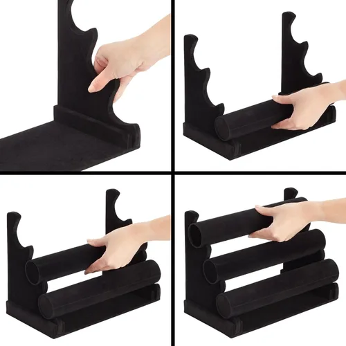 Vista 7 de Soporte para joyas3-Tier de terciopelo joyas brazalete collar con dije Display Rack, Negro 12x 9x 7pulgadas