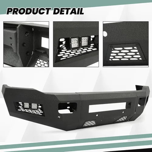 Vista 8 de HECASA Parachoques delantero compatible con Dodge Ram 2500 2010-2018 3500 W/18 W, luces LED, diseño de malla, mantiene los ganchos de remolque