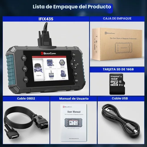 Vista 9 de BOSSCOMM IFIX435 OBD2 2026 escáner y lector de código, herramienta profesional de escáner de automóvil para motor/ABS/SRS/transmisión, VIN