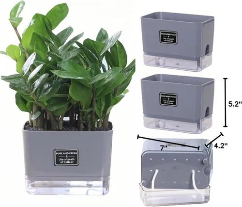 Vista 8 de FAMZ Macetas de autorriego para plantas de exterior, paquete de 4, adecuadas para plantas y flores de jardín de interior y exterior, caja de maceta