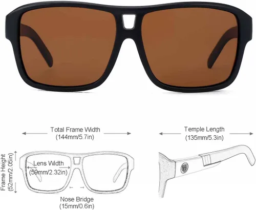 Vista 3 de Gleyemor Gafas de sol cuadradas polarizadas para hombre, gafas de sol deportivas con protección UV (marrón)