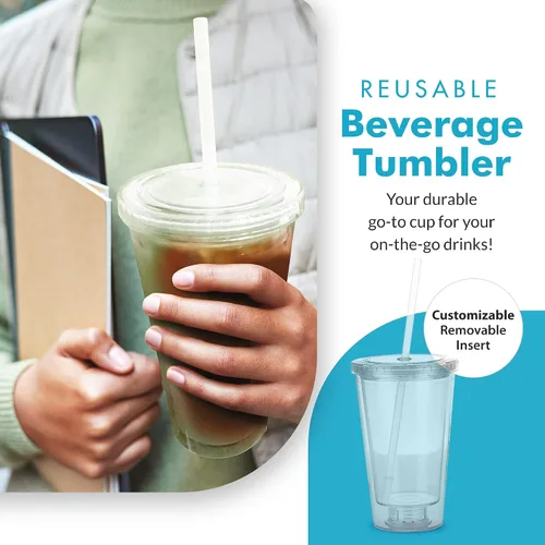 Vista 4 de Vaso portátil de doble capa Eco To Go,16 oz. de capacidad, transparente (All Clear - Removable Insert)