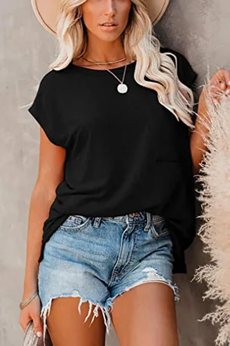 Vista 5 de CNFUFEN Camisetas de manga corta/larga para mujer, a la moda, casual, de verano, ligeras, sólidas, de moda
