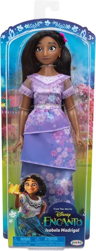 Vista 4 de Disney Encanto Muñeca de moda de Isabela con vestido, zapatos y horquilla