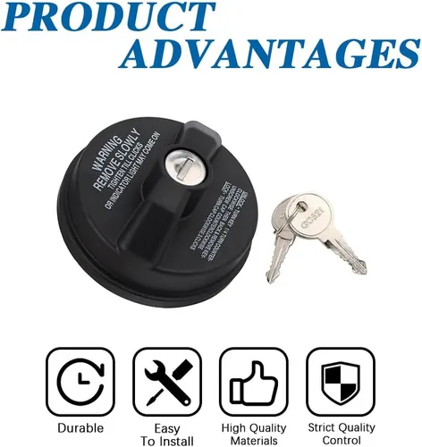 Vista 4 de Tapa de Gasolina con Cerradura, Tapa del Tanque de Combustible con Llave, Cerradura de Tapa de Gasolina Cubierta de Tapa de Combustible