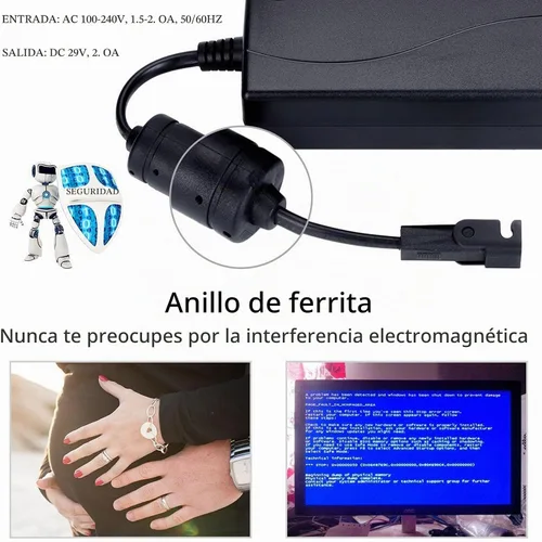 Vista 4 de Cable de alimentación universal para silla reclinable - Adaptador de corriente de 2 pines con cable de extensión para silla elevadora, sofá