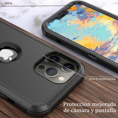 Vista 2 de Funda de teléfono para iPhone 13 Pro Max, resistente, resistente a prueba de golpes, funda protectora con clip para cinturón para Apple iPhone 13