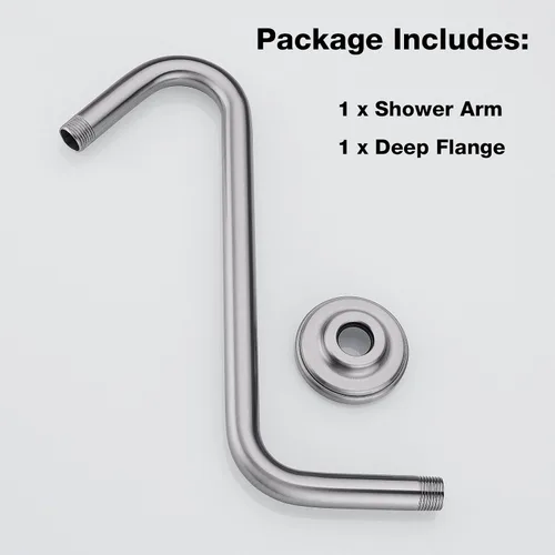 Vista 6 de TRUSTMI Brazo de ducha en forma de S de 12 pulgadas con brida resistente montado en la pared, tubo de extensión de cabezal de ducha con 9 pulgadas