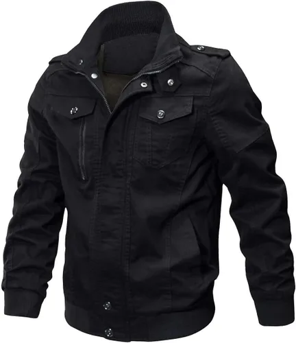 Vista 2 de Crysully - Chaqueta cortavientos para hombre, estilo informal y cuello militar, para primavera-otoño
