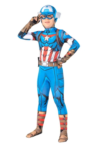 Vista 6 de Disfraz Zentai de Capitán América para Niños Multicolor