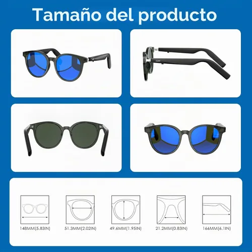 Vista 6 de GetD Gafas inteligentes AI, traducción en 164 idiomas ChatGPT, Bluetooth
