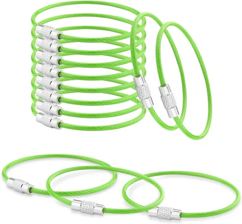 Vista 17 de 100 paquetes de llaveros de cable grandes de 6" con anillo de llavero de metal en masa para etiquetas de equipaje al aire libre (GRUESO: 2MM)