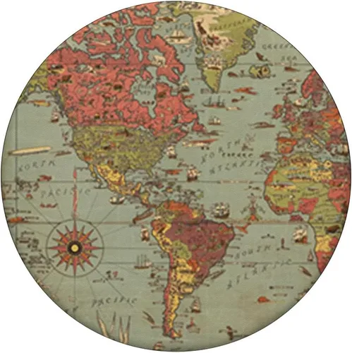 Vista 3 de Vintage Travel World Map Design Travel Globe Antecedentes PopSockets PopGrip: agarre intercambiable para teléfonos y tabletas