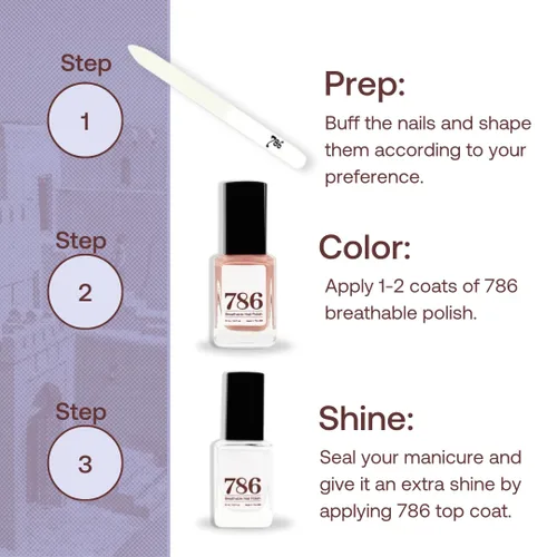 Vista 6 de Esmalte de uñas transpirable, vegano, sin crueldad, saludable, Halal, de secado rápido de 786 Cosmetics (Abu Dhabi)