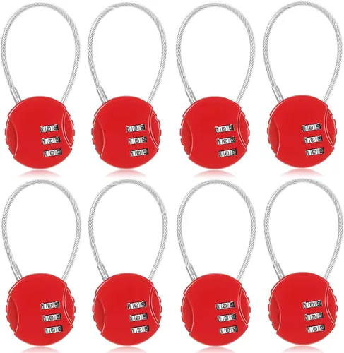 Vista 8 de Moxweyeni Paquete de 16 candados combinados de alambre de 3 dígitos, pequeño combo de equipaje, candado de cable para exteriores, impermeable