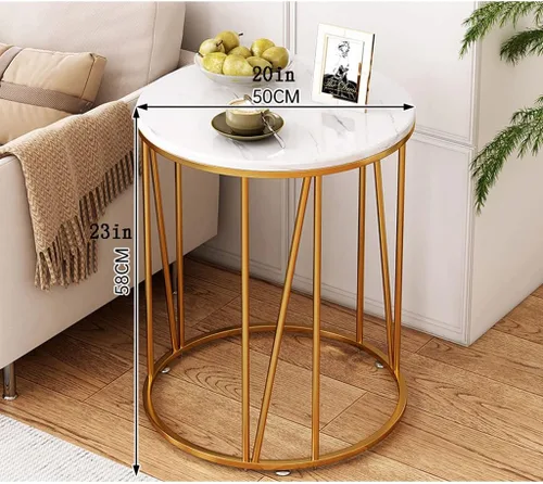 Vista 3 de Mesa de Centro - Mesa auxiliar redonda de metal, moderna y minimalista, mesa auxiliar creativa y simple para sala de estar, dormitorio, mesa de té