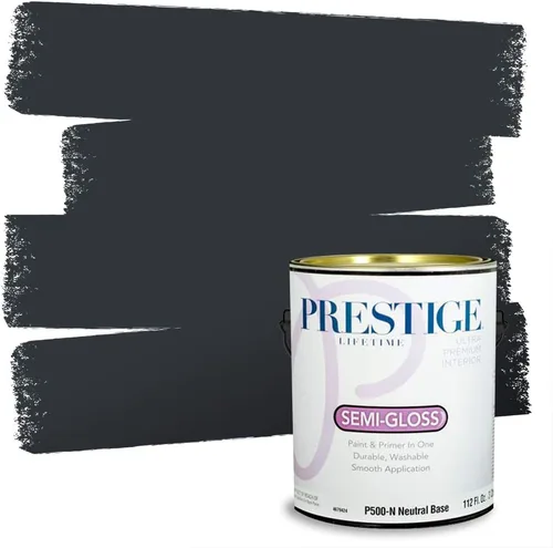 Vista 121 de PRESTIGE Pinturas Pintura Exterior e Imprimación en Uno, 1 Galón, Mate, Combinación Comparable de Sherwin Williams* Black Magic* SW6991-PCM
