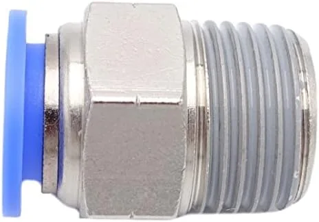 Vista 2 de Conexión de conexión de 1/2" OD x 1/2" macho NPT rosca, línea de agua recta macho neumática, conectores de empuje rápido (paquete de 4)