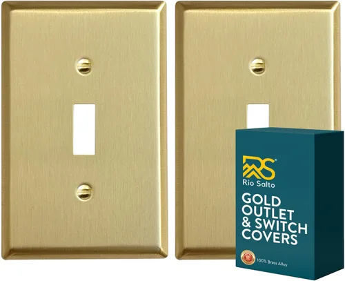Vista 28 de Rio Salto BRASS Signature Collection MIDSIZE - Placa de pared de metal dorado para interruptor de luz o cubierta de tomacorriente, placa de pared
