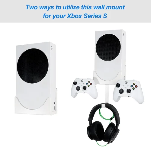 Vista 7 de Wall Mount for XBOX Series S, XBOX Series S Wall Mount Kit, with Detachable Controller Holder & Headphone Hanger & Dust Plugs Net kits, Metal Stand