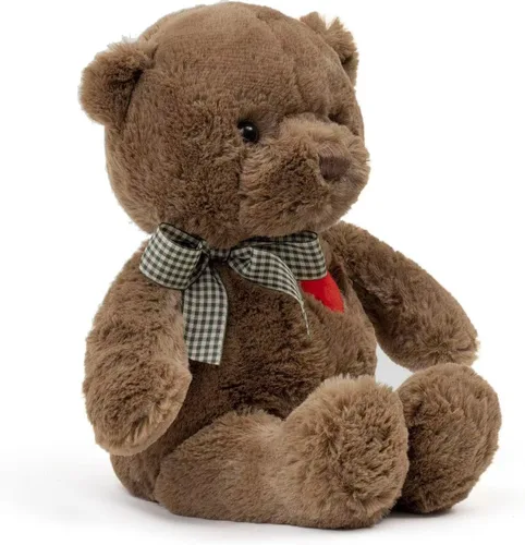 Vista 2 de Riuhot Oso de peluche pequeño con corazón, bonito oso de peluche blanco, oso suave, juguetes de peluche, regalos para novia, novio, niño