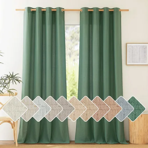 Vista 67 de NICETOWN - Cortinas de lino angora para ventana de cocina sobre el fregadero, con ojales, lino grueso angora, tratamientos cortos para ventanas