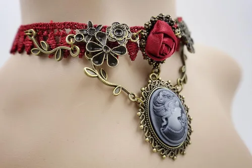 Vista 6 de Eternity J., collar vintage Lolita, estilo victoriano con colgante, gargantilla estilo victoriano con cadena de vampiro gótico eduardiano