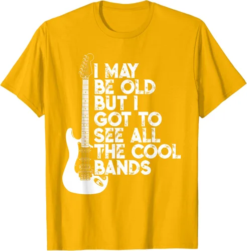 Vista 80 de Camiseta con texto en inglés "I May Be Old But I Got to See All The Cool Bands" Negro