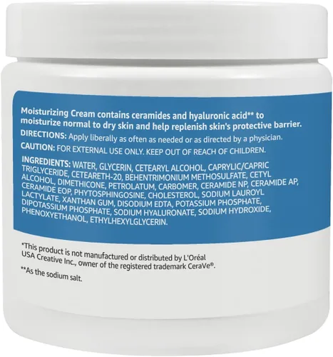 Vista 2 de Crema hidratante Amazon Basics para la cara, piel seca, hidratante, 16 onzas, paquete de 1