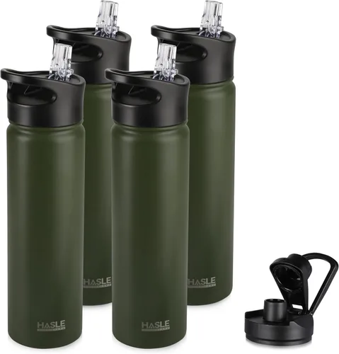 Vista 37 de HASLE OUTFITTERS Botella de agua aislada de 22 onzas, botella de agua de acero inoxidable de doble pared de boca ancha con tapa de popote y tapa
