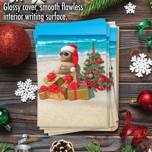 Vista 3 de The Best Card Company Paquete de 12 tarjetas de Navidad con sobres, humor navideño para hombres y mujeres (1 diseño, 12 tarjetas) – Playa tropical